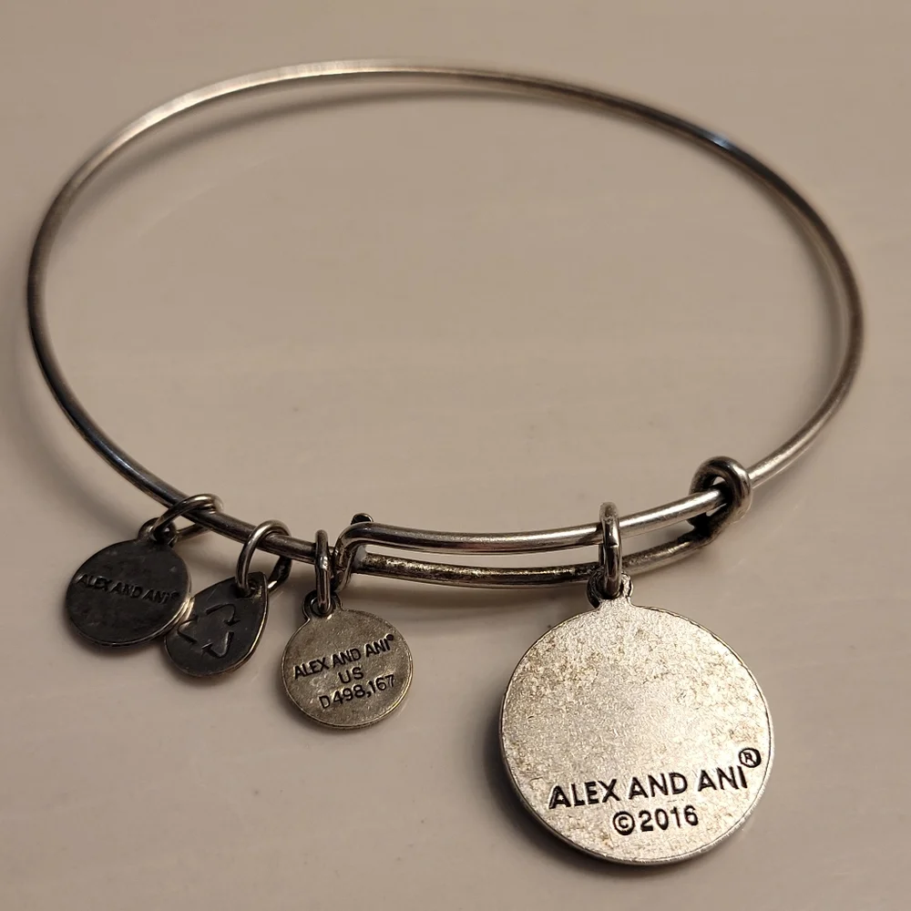 Alex and Ani Monogram Initial "L" Charm Bangle Bracelet Silver-tone - Picture 3 of 13